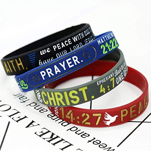 Finrezio 8 Piezas Pulsera de Silicona para Hombres Mujeres Cristiana joyería Religiosa