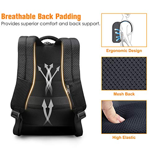 Fintie Mochila de Antirrobo para Portátil, Tigernu Resistente al Agua con Bloqueo RFID TSA, Puerto USB para Viajes Escuela de Negocios para Hombres Mujeres Se Adapta a Portátil de hasta 15,6", Negro