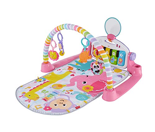 Fisher-Price-FWT25 Gimnasio Piano Pataditas Manta de Juego en inglés para bebé recién Nacido, Color Rosa (Mattel FWT25)