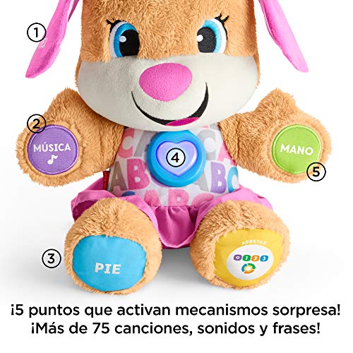 Fisher-Price - Ríe y Aprende - Perrita primeros descubrimientos - juguetes bebe 6 meses - (Mattel FPP55)