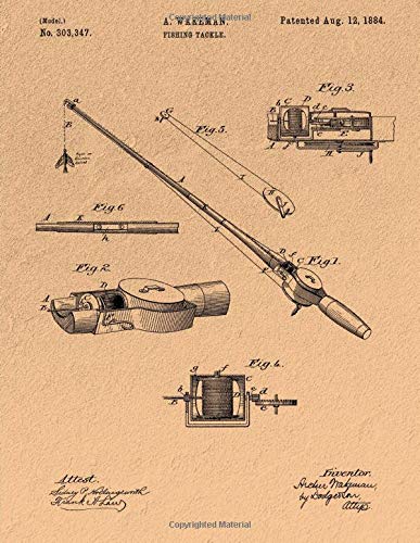 Fishing Rod Notebook: Fishing Rod Components & Construction Blueprint Journal Diary, 120 Dot Grid Pages, 8.5x11 Inches, Sandstone Cover