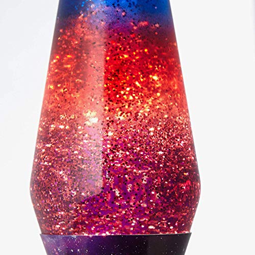 Fisura LT0760 Lámpara de Lava Original y Pequeña de Metal con Líquido Transparente Magma Azul con un Diseño de Efecto Galaxia Multicolor de Colores Púrpura Morado, 40 cm de alto