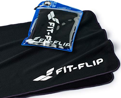 Fit-Flip Toalla de enfriamiento 100x30cm, Toalla de Deporte refrescante, Toalla fría, Cooling Towel, Toalla de Microfibra – Color: Negro, tamaño: 100x30cm