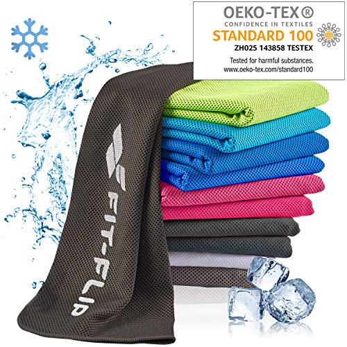 Fit-Flip Toalla de enfriamiento 100x30cm, Toalla de Deporte refrescante, Toalla fría, Cooling Towel, Toalla de Microfibra – Color: Negro, tamaño: 100x30cm