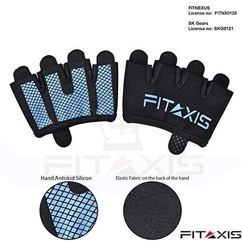 FITAXIS Calleras para Crossfit, Freeletics, Calisthenics y Gimnasia - Protección para Tus Manos - Guantes Gimnasio | Hombres Y Mujeres (Black/Blue, M)