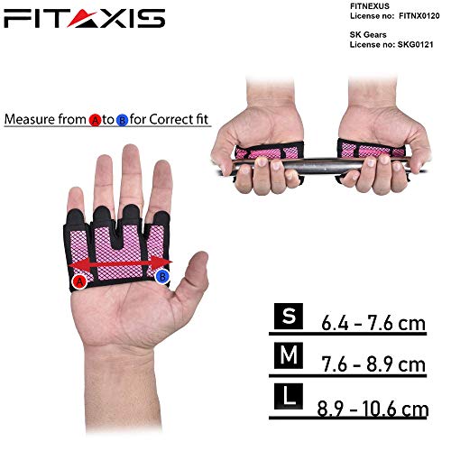 FITAXIS Calleras para Crossfit, Freeletics, Calisthenics y Gimnasia - Protección para Tus Manos - Guantes Gimnasio | Hombres Y Mujeres (Black/Pink, M)