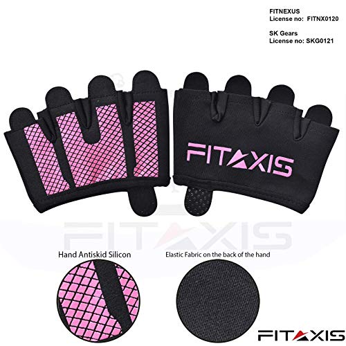 FITAXIS Calleras para Crossfit, Freeletics, Calisthenics y Gimnasia - Protección para Tus Manos - Guantes Gimnasio | Hombres Y Mujeres (Black/Pink, M)