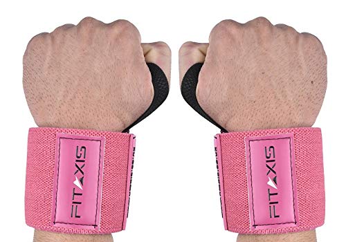 FITAXIS Muñequeras | Wrist Wraps/Bands for Gimnasio Fitness Crossfit Weightlifting para Hombres y Mujeres (Pink, 24")