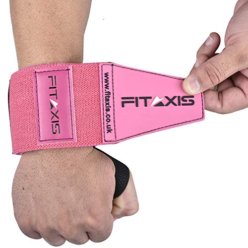 FITAXIS Muñequeras | Wrist Wraps/Bands for Gimnasio Fitness Crossfit Weightlifting para Hombres y Mujeres (Pink, 24")