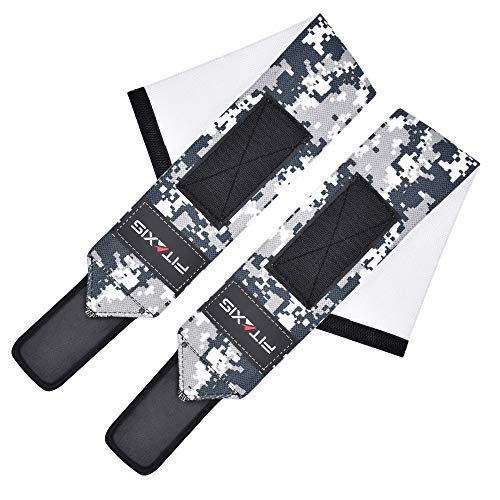 FITAXIS Muñequeras | Wrist Wraps/Bands for Gimnasio Fitness Crossfit Weightlifting para Hombres y Mujeres - Vendido en par (Digital Camo Gray, 12")