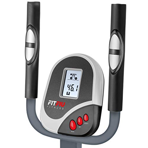 FITFIU Fitness BELI-120 - Bicicleta Elíptica con sillín regulable, multifunción Elíptica y Estática magnética, pantalla LCD, Pulsómetro y disco de inercia de 5kg ideal Entrenamiento Fitness