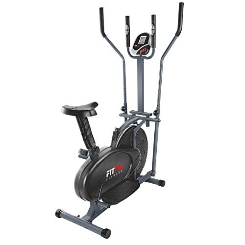 FITFIU Fitness BELI-120 - Bicicleta Elíptica con sillín regulable, multifunción Elíptica y Estática magnética, pantalla LCD, Pulsómetro y disco de inercia de 5kg ideal Entrenamiento Fitness