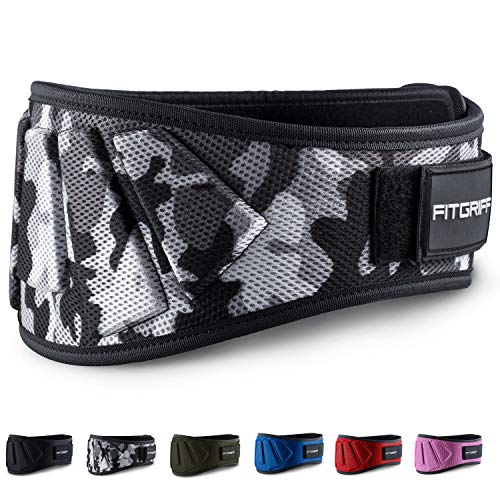 Fitgriff® Cinturón Gym V1 - Cinturon Gimnasio, Musculación, Halterofilia, Crossfit, Levantamiento Pesas, Fitness - Mujeres y Hombres - Camo Medium