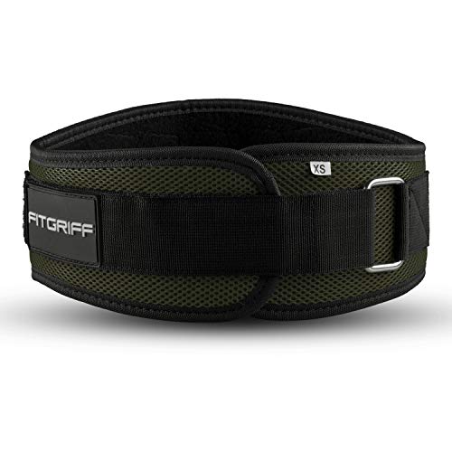 Fitgriff® Cinturón Gym V1 - Cinturon Gimnasio, Musculación, Halterofilia, Crossfit, Levantamiento Pesas, Fitness - Mujeres y Hombres - Green XX-Large