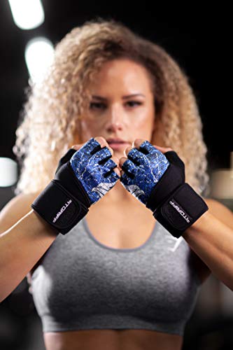 Fitgriff® Guantes de Gimnasio V2 para Hombre y Mujer - Antideslizante Guantes para Crossfit, Gym, Fitness, Entrenamiento y Pesas - Protección de la Palma (Blue, 7)