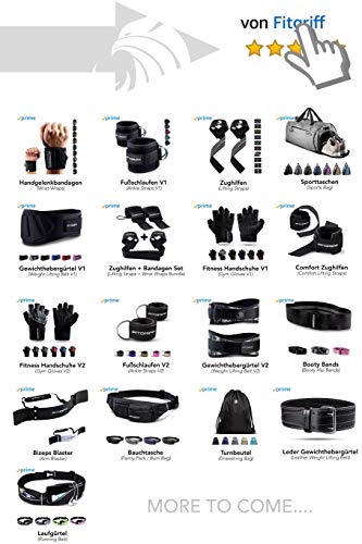 Fitgriff® Muñequeras Gym, Crossfit, Deportivas, Musculación, Gimnasio, Calistenia, Wrist Wraps - Mujeres y Hombres - Black