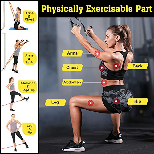 FITINDEX Set Resistencia de 22 Piezas con Asas,Cintas de Entrenamiento,5 Correas de apilables de hasta 150 lbs con Anclaje a Puerta&Correa Tobillera para Hacer Ejercicio en Interiores o al Aire Libre