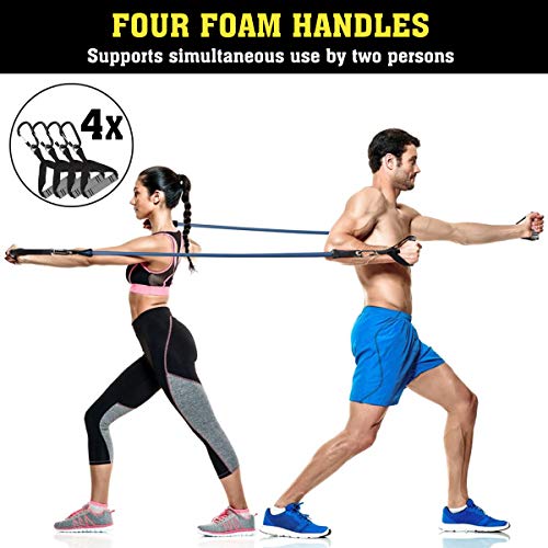 FITINDEX Set Resistencia de 22 Piezas con Asas,Cintas de Entrenamiento,5 Correas de apilables de hasta 150 lbs con Anclaje a Puerta&Correa Tobillera para Hacer Ejercicio en Interiores o al Aire Libre