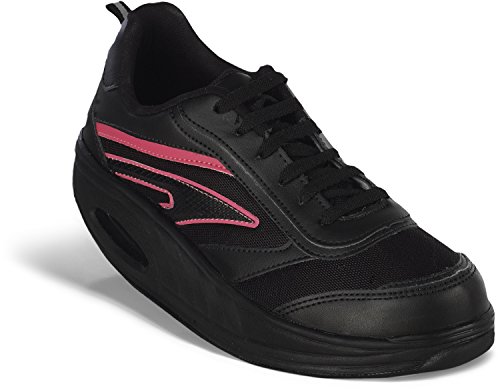 Fitness Step Neon Pink - Zapatillas tonificadoras para Mujer, Color Negro/Rosa, Talla 39