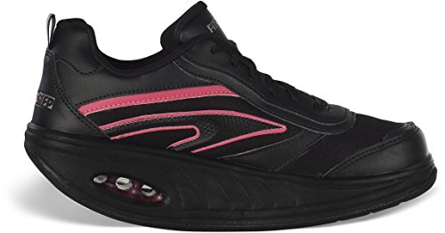 Fitness Step Neon Pink - Zapatillas tonificadoras para Mujer, Color Negro/Rosa, Talla 39