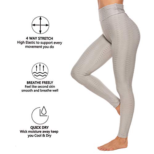 FITTOO Mallas Leggings Mujer Pantalones Deportivos oga Alta Cintura Elásticos Transpirables Gris S