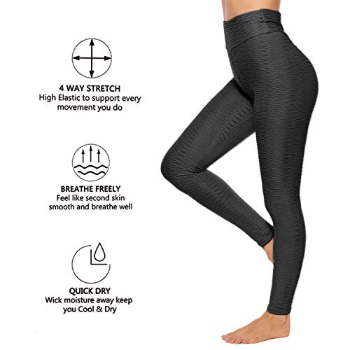 FITTOO Mallas Leggings Mujer Pantalones Deportivos oga Alta Cintura Elásticos Transpirables Negro L