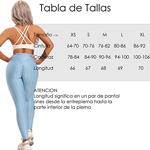 FITTOO Mallas Pantalones Deportivos Leggings Mujer Yoga Alta Cintura Gran Elásticos Fitness   Azul Cielo M