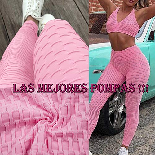 FITTOO Mallas Pantalones Deportivos Leggings Mujer Yoga Alta Cintura Gran Elásticos Fitness  Rosa S