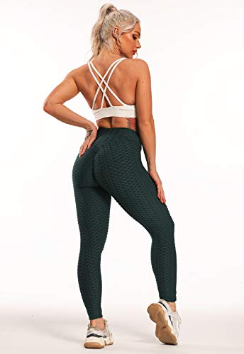 FITTOO Mallas Pantalones Deportivos Leggings Mujer Yoga Alta Cintura Gran Elásticos Fitness  Verde M