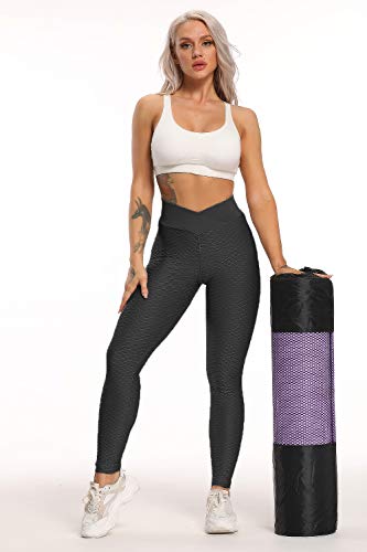 FITTOO Mallas Pantalones Deportivos Leggings Mujer Yoga Alta Cintura Transpirables Running Fitness Gran Elásticos Negro S