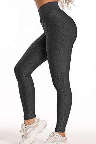 FITTOO Mallas Pantalones Deportivos Leggings Mujer Yoga Alta Cintura Transpirables Running Fitness Gran Elásticos Negro S