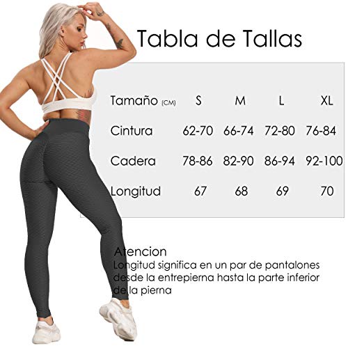 FITTOO Mallas Pantalones Deportivos Leggings Mujer Yoga Alta Cintura Transpirables Running Fitness Gran Elásticos Negro S
