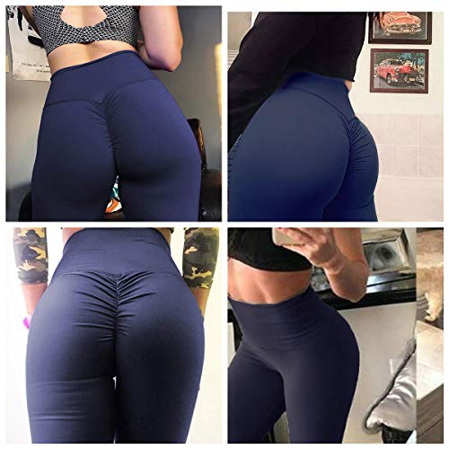 FITTOO Mallas Pantalones Deportivos Leggings Mujer Yoga de Alta Cintura Elásticos y Transpirables para Yoga Running Fitness con Gran Elásticos Azul Oscuro S