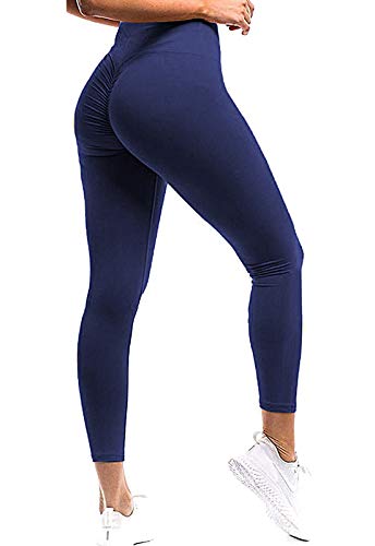 FITTOO Mallas Pantalones Deportivos Leggings Mujer Yoga de Alta Cintura Elásticos y Transpirables para Yoga Running Fitness con Gran Elásticos Azul Oscuro S