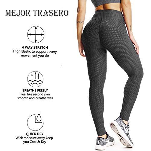 FITTOO Mallas Pantalones Deportivos Leggings Mujer Yoga de Alta Cintura Elásticos y Transpirables para Yoga Running Fitness con Gran Elásticos2060 Negro M