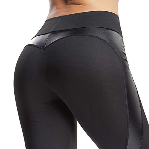 FITTOO Mallas Pantalones Deportivos Leggings Mujer Yoga de Alta Cintura Elásticos y Transpirables para Yoga Running Fitness con Gran Elásticos680 Negro L