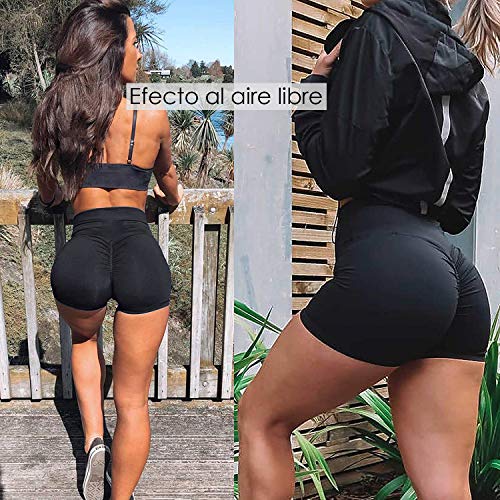 FITTOO Pantalones Cortos Leggings Mujer Mallas Yoga Alta Cintura Elásticos Transpirables #1 Negro S