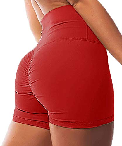 FITTOO Pantalones Cortos Leggings Mujer Mallas Yoga Alta Cintura Elásticos Transpirables #1 Rojo XL