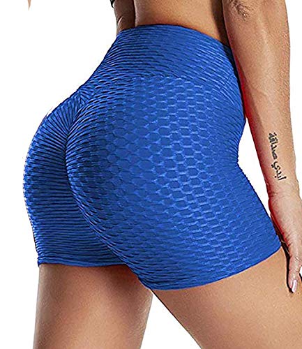 FITTOO Pantalones Cortos Leggings Mujer Mallas Yoga Alta Cintura Elásticos Transpirables #2 Azul M