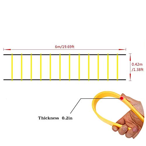 FJYOURIA Escalera de Agilidad, Escalera de Entrenamiento Ajustable de 6 m con 12 peldaños y Bolsa de Transporte Gratuita (Amarillo)