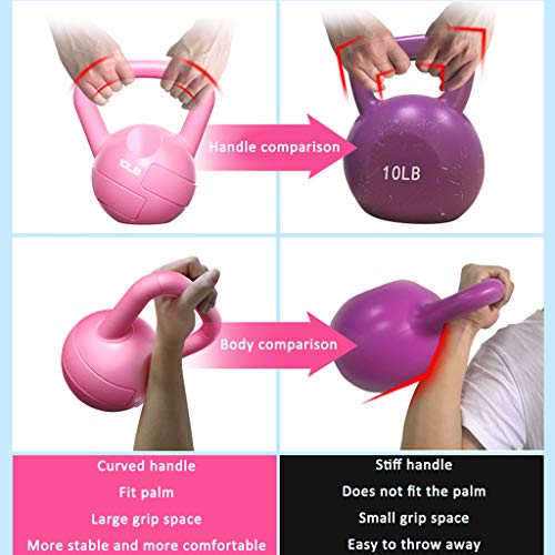 FLAMY Pesa Rusa De Hierro Fundido De Ejercicio Kettlebell2.3-9 Kg,Ideal para Entranamiento De Musculación Crosstraining,Pesa Rusa con Revestimiento De Vinilo,Base con Goma Antideslizante