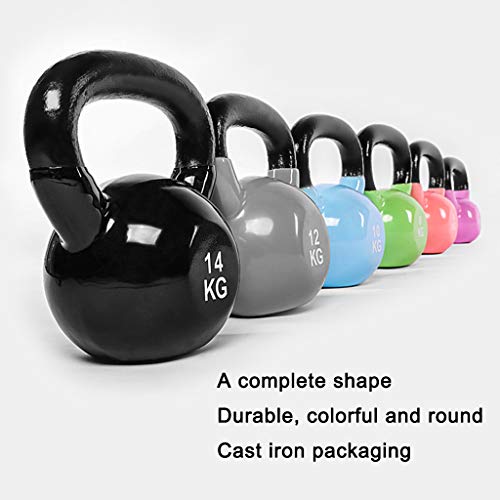 FLAMY Pesas Rusas Home Fitness Kettlebell, Hierro Fundido Kettlebell, Equipo De Gimnasio Profesional, Ejercita Todos Los Músculos del Cuerpo, con Base Antideslizante(4-14 Kg)