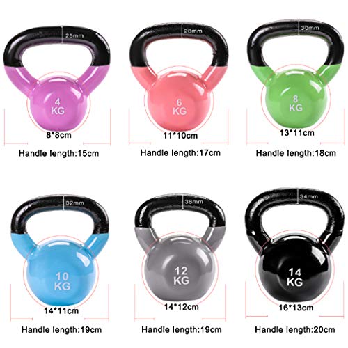 FLAMY Pesas Rusas Home Fitness Kettlebell, Hierro Fundido Kettlebell, Equipo De Gimnasio Profesional, Ejercita Todos Los Músculos del Cuerpo, con Base Antideslizante(4-14 Kg)