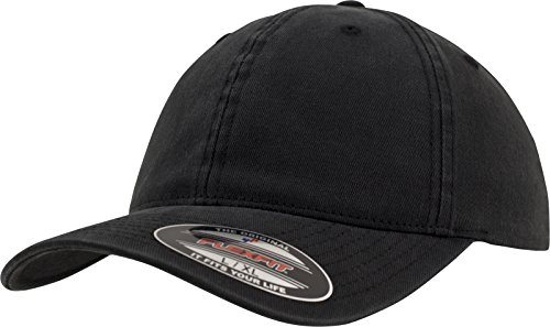 Flexfit - Gorra de béisbol Unisex, con Acabado de algodón Lavado, Unisex, Garment Washed Cotton Dad Hat, Negro, Large/Extra-Large