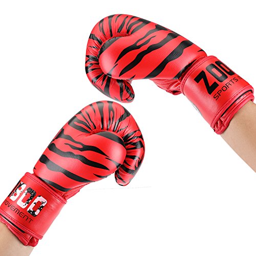 Flexzion Guantes de Boxeo de Entrenamiento para UFC, MMA, Muay Thai, Artes Marciales y Combate, Guantes Deportivos, Equipos de Ejercicio para Mujeres y Adolescentes, 10 oz (Tigre)