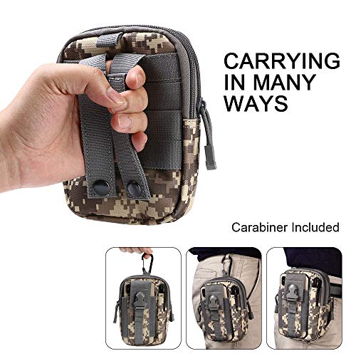 flintronic Bolsa Cintura Táctica, Bolso Cinturón Táctica Militar Compacta 1000D Nylon para Herramientas Pequeñas de Multiusos Teléfono Móvil al Aire Libre Deportes Senderismo y Camping, con Mosquetón