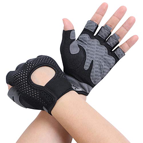 flintronic Guantes de Fitness, 1 Par Guantes Gimnasio de Medio Dedo, para Entrenamiento Cruzado, Levantamiento de Pesas, Fitness, Kettlebells, Guantes de Entrenamiento Hombres Mujeres - M