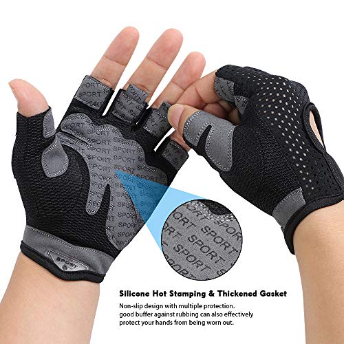 flintronic Guantes de Fitness, 1 Par Guantes Gimnasio de Medio Dedo, para Entrenamiento Cruzado, Levantamiento de Pesas, Fitness, Kettlebells, Guantes de Entrenamiento Hombres Mujeres - M