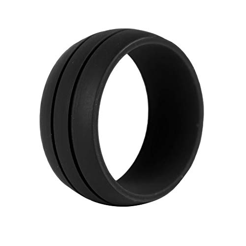 flmeuinternational Anillo De Bodas De Silicona para Hombres, Diseño De Flujo De Aire Cómodo para El Anillo De Bodas Deportes Al Aire Libre Banda De Gimnasia Regalo De Moda Negro US 12