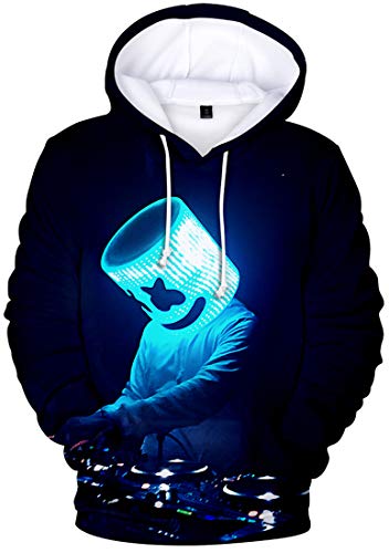 FLYCHEN Sudadera para Niños Estilo 3D Impresión Gráfica Sonido Eléctrico Cool Manga Larga Suéter Adolescentes Pullover- Negro - XXS